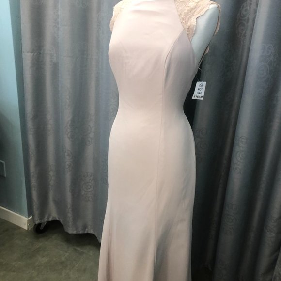 NEW Blush Pink Mother of the Bride/Groom Formal Long Dress Bridesmaid, Lace Back - Picture 8 of 13